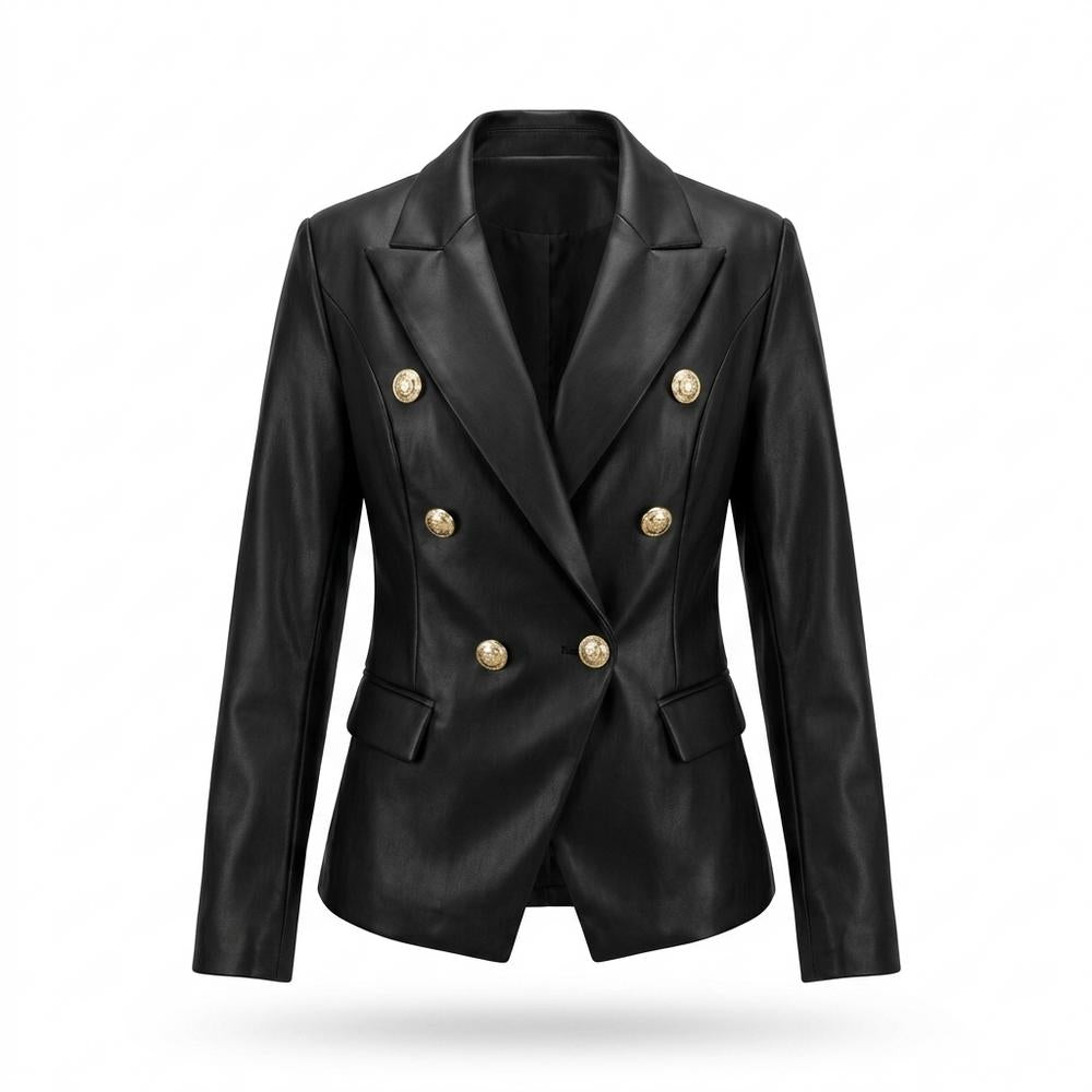Nobleman Code - Ditem | Zweireihig Tailliert Lederjacke Damen