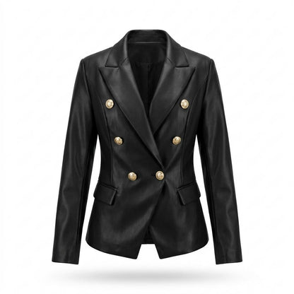 Nobleman Code - Ditem | Zweireihig Tailliert Lederjacke Damen