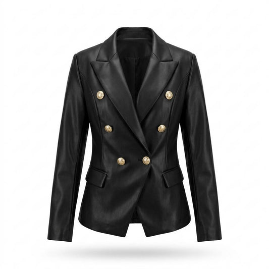 Gentleman Code - Ditem | Zweireihig Tailliert Lederjacke Damen