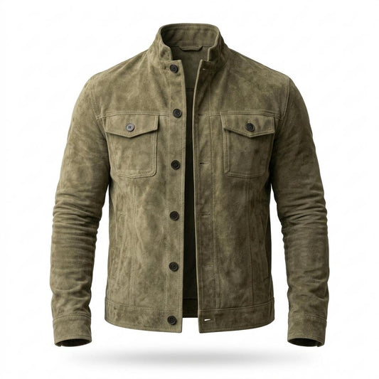 Nobleman Code - Yawud | Geknöpft Langärmlig Wildleder-Jacke Herren