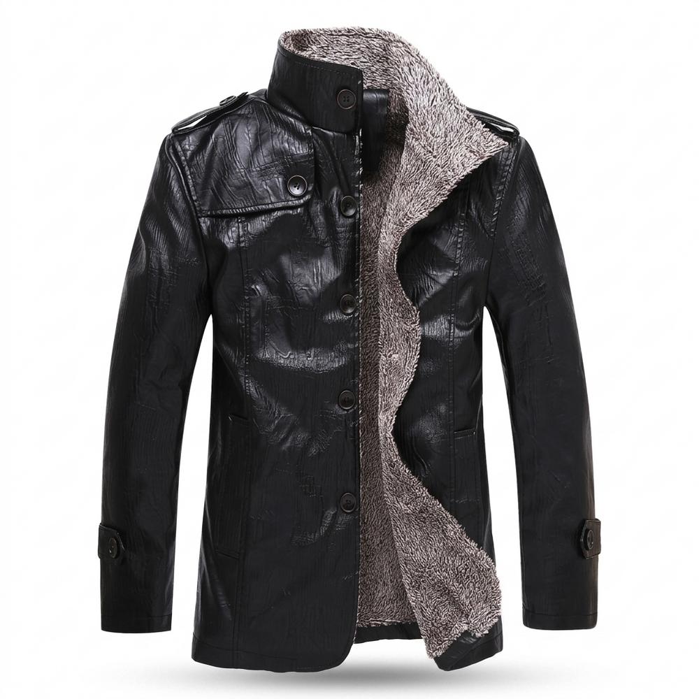 Gentleman Code - Vawos | Gefütterte Geknöpfte Lederjacke Herren
