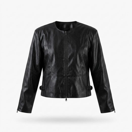 Nobleman Code - Eowon | Kragenlos Tailliert Lederjacke Damen