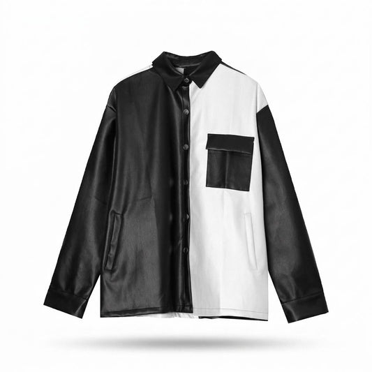 Nobleman Code - Ralor | Zweifarbige Geknöpfte Lederjacke Unisex