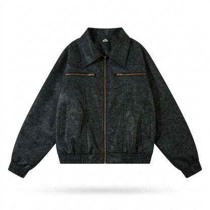 Gentleman Code - Nakom | Strukturierte Gefütterte Lederjacke Unisex