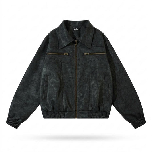 Nobleman Code - Nakom | Strukturierte Gefütterte Lederjacke Unisex