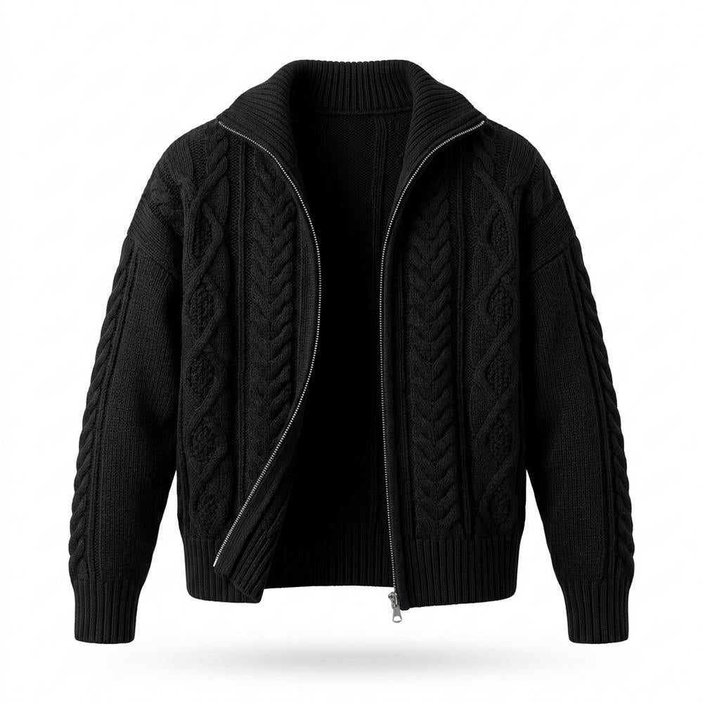 Nobleman Code - Lunot | Hochgeschlossene Strukturierte Strickjacke Damen