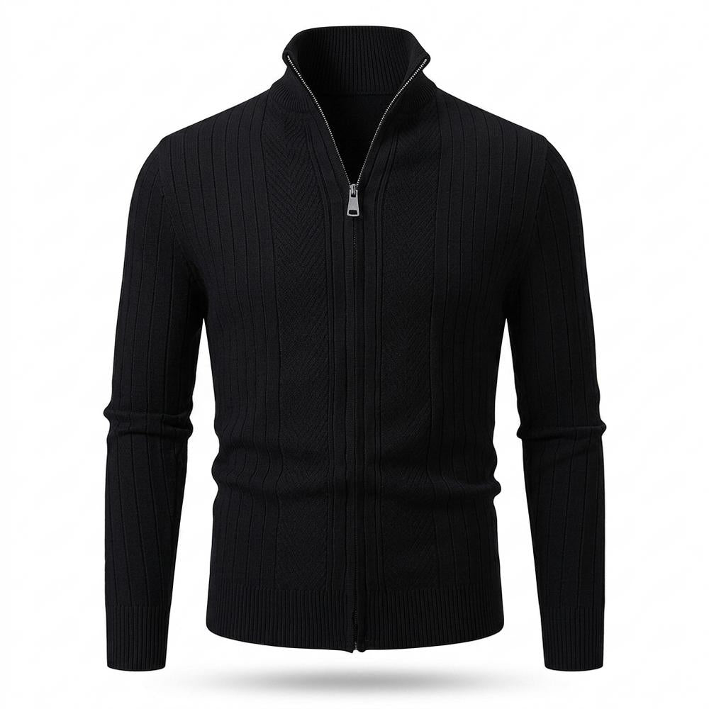 Gentleman Code - Kesos | Strukturierte Hochgeschlossene Strickjacke Herren