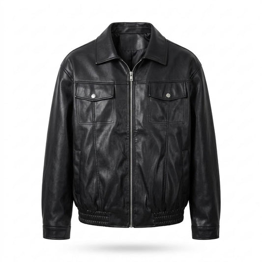 Gentleman Code - Domem | Weite Glatte Lederjacke Herren