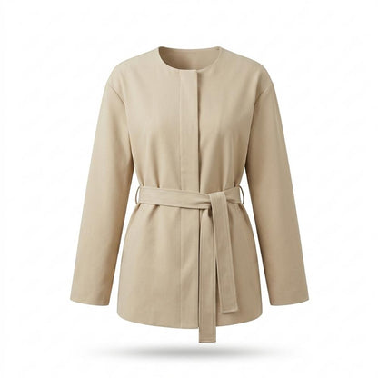 Gentleman Code - Runik | Tailliert Kragenlos Mantel Damen