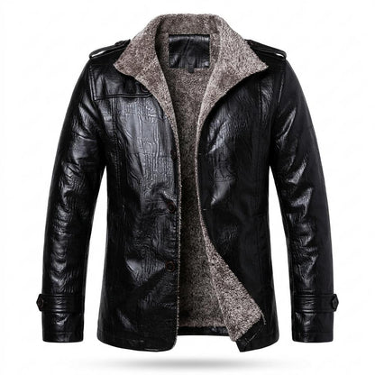 Gentleman Code - Kuzor | Gefüttert Strukturiert Lederjacke Herren