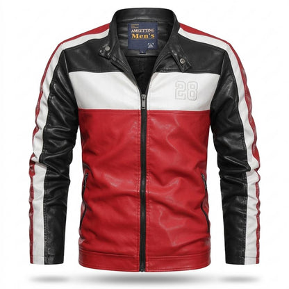 Gentleman Code - Sanal | Mehrfarbig Gesteppt Lederjacke Herren