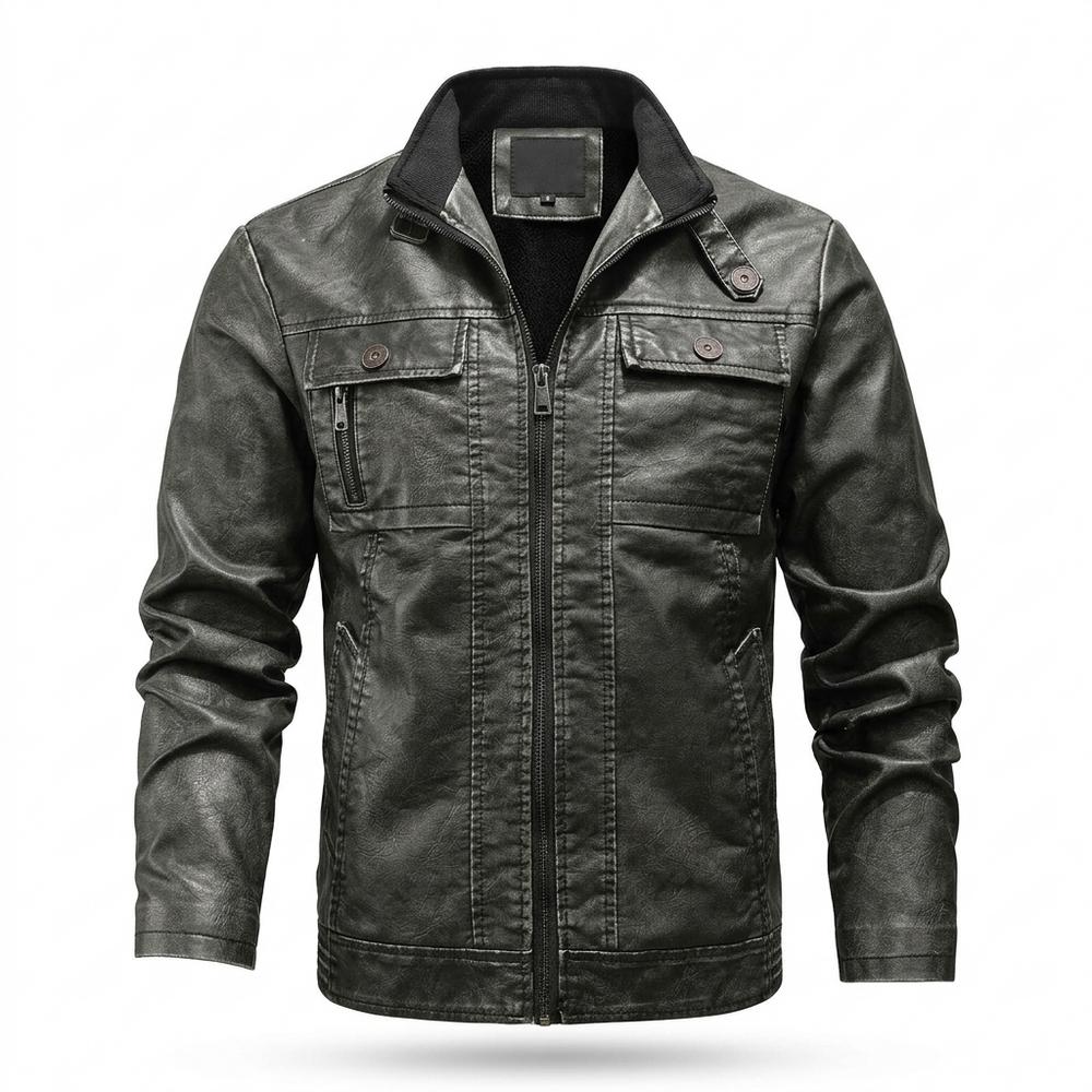 Gentleman Code - Kokom | Gefüttert Strukturiert Lederjacke Herren