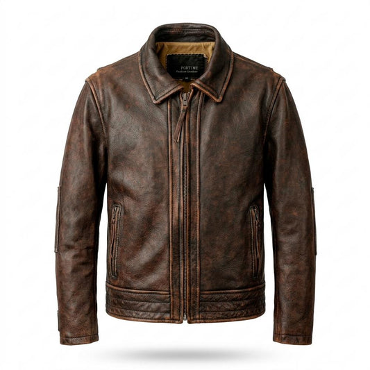 Nobleman Code - Zaren | Genarbt Gefüttert Lederjacke Herren