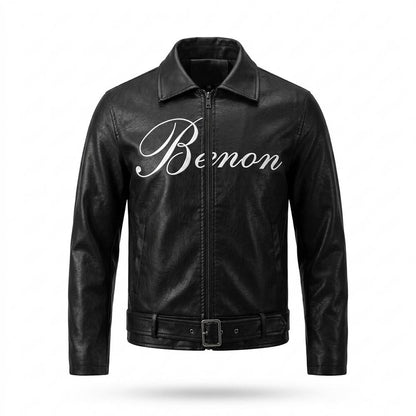 Gentleman Code - Kuzev | Gegürtelt Genarbt Lederjacke Herren