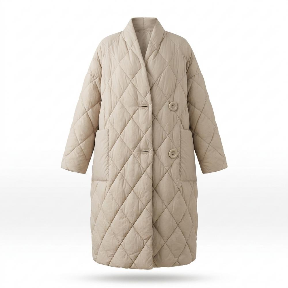 Nobleman Code - Verak | Gesteppt Lang Mantel Damen