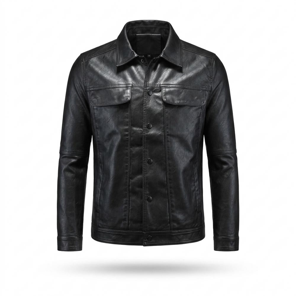 Gentleman Code - Rezem | Geknöpft Tailliert Lederjacke Herren