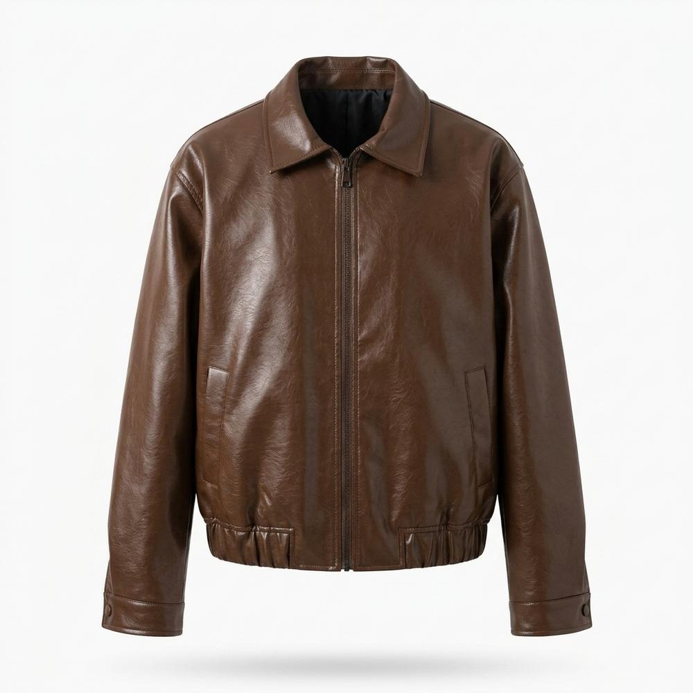 Gentleman Code - Lamin | Gefütterte Glänzende Lederjacke Herren