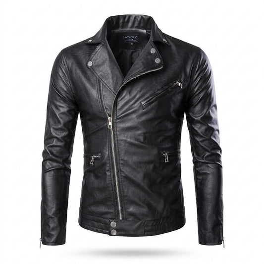 Nobleman Code - Eavek | Taillierte Asymmetrische Lederjacke Herren