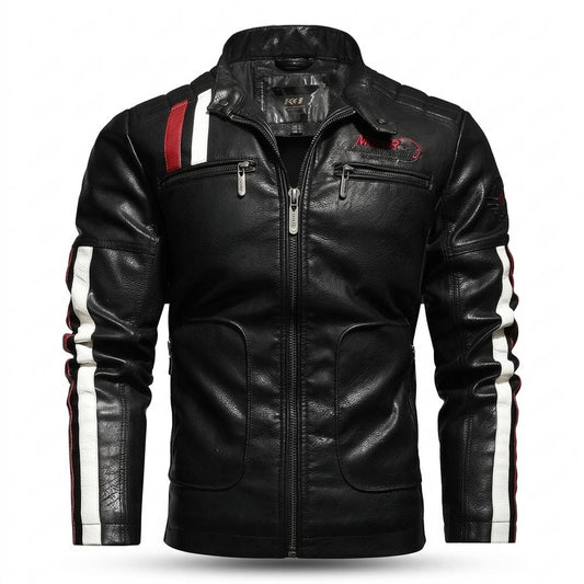 Nobleman Code - Nehom | Tailliert Bestickt Lederjacke Herren