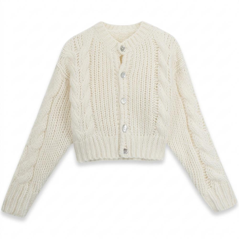 Nobleman Code - Mirot | Grobgestrickt Kurzgeschnitten Cardigan Damen