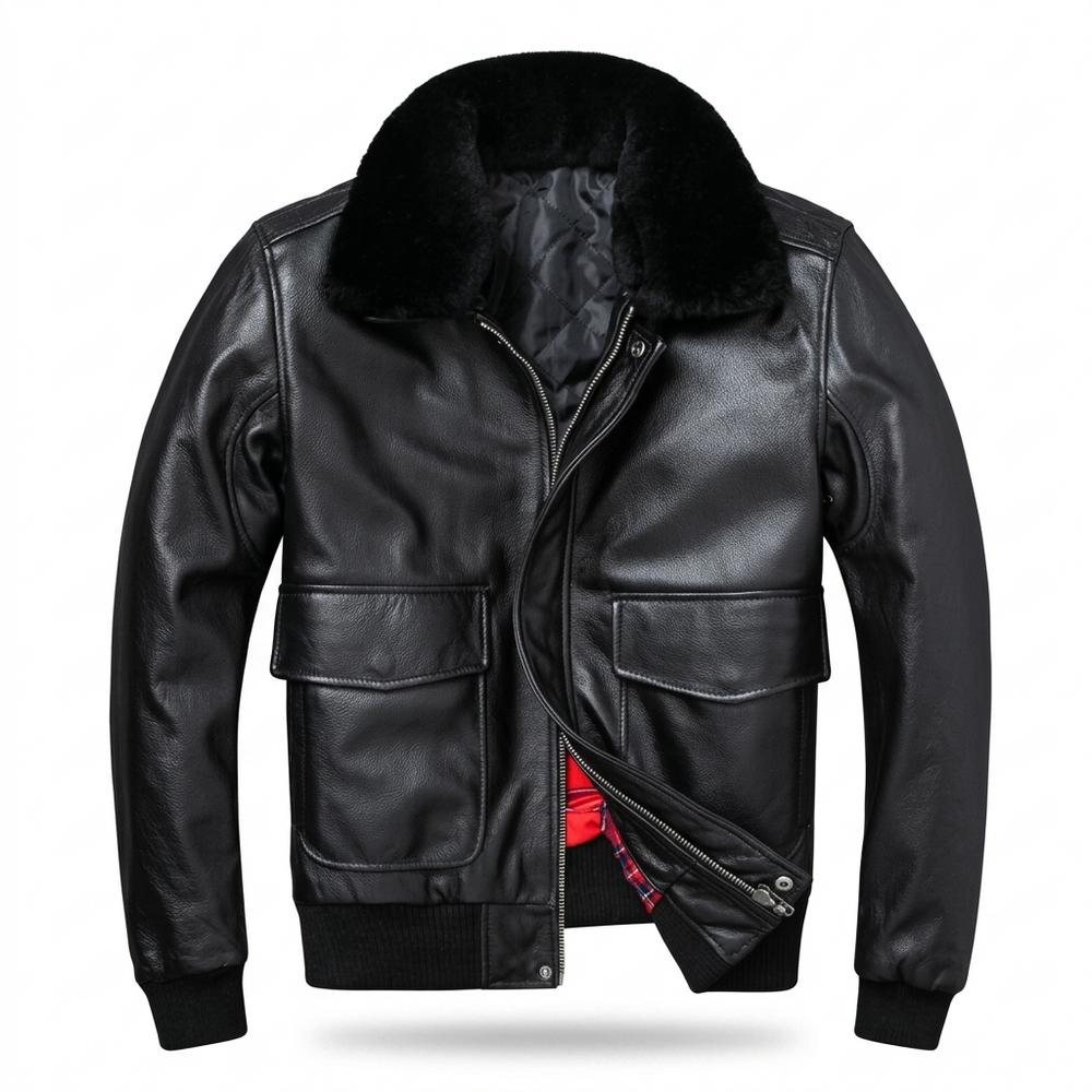 Nobleman Code - Vivan | Gefüttert Fellkragen Lederjacke Herren