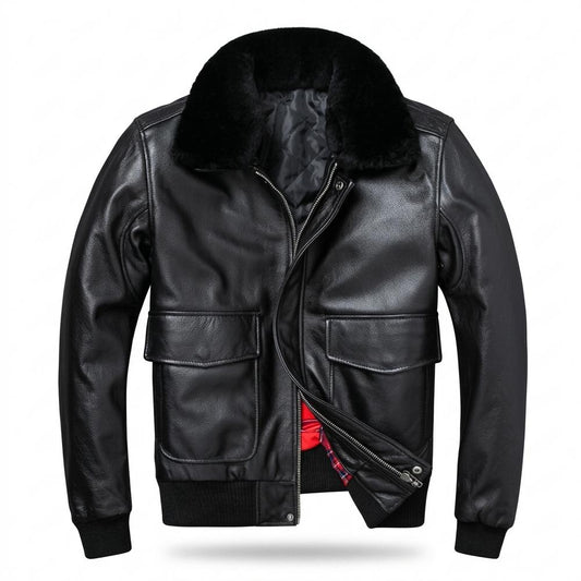 Nobleman Code - Vivan | Gefüttert Fellkragen Lederjacke Herren
