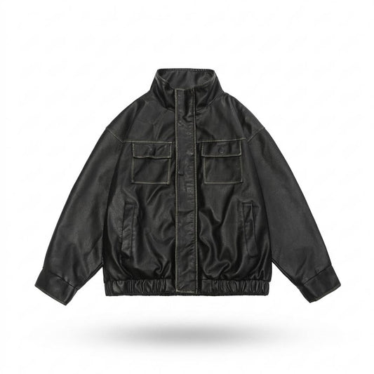 Nobleman Code - Renon | Hochschließende Gewaschene Lederjacke Unisex