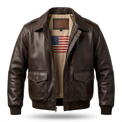 Gentleman Code - Kapov | Gefütterte Gerippte Lederjacke Herren