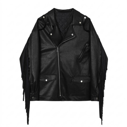 Gentleman Code - Aldan | Fransenbesetzt Asymmetrisch Lederjacke Unisex