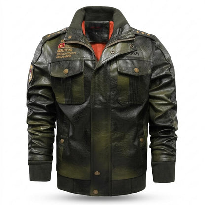 Gentleman Code - Subed | Gefüttert Bestickt Lederjacke Herren