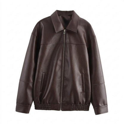 Nobleman Code - Yonid | Gefütterte Locker Geschnittene Lederjacke Unisex