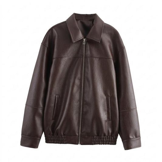 Nobleman Code - Yonid | Gefütterte Locker Geschnittene Lederjacke Unisex