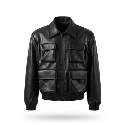 Gentleman Code - Nudam | Kurz Geschnitten Strukturiert Lederjacke Unisex