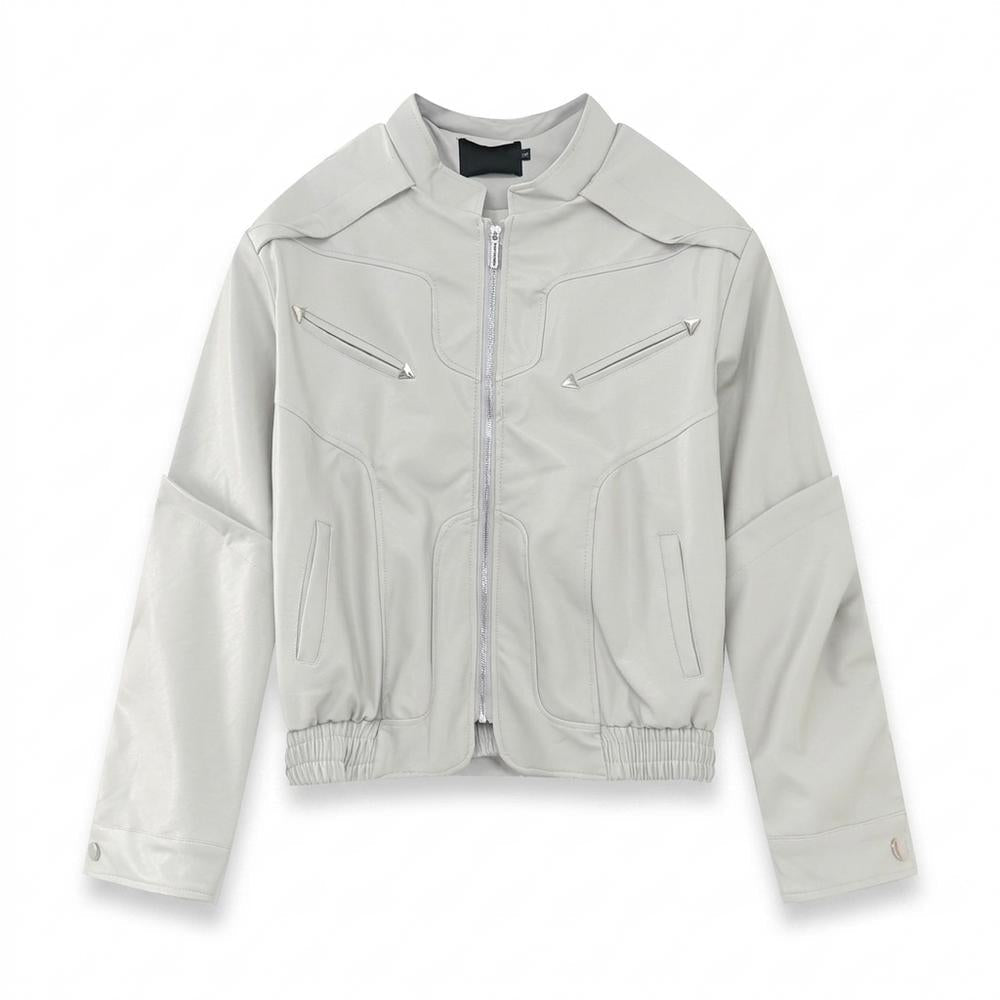 Gentleman Code - Notat | Strukturierte Hochgeschlossene Lederjacke Unisex