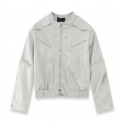 Gentleman Code - Notat | Strukturierte Hochgeschlossene Lederjacke Unisex