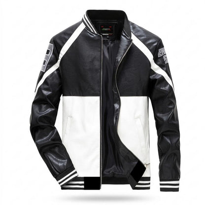 Gentleman Code - Dilul | Gestreifte Gefütterte Lederjacke Herren