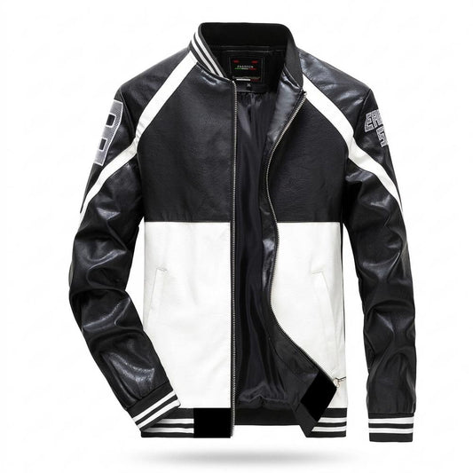 Gentleman Code - Dilul | Gestreifte Gefütterte Lederjacke Herren