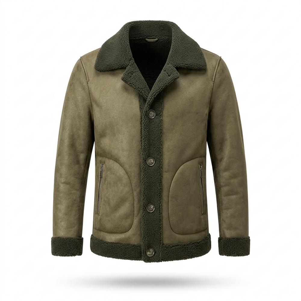 Gentleman Code - Aivon | Gefüttert Geknöpft Wildleder-Jacke Herren