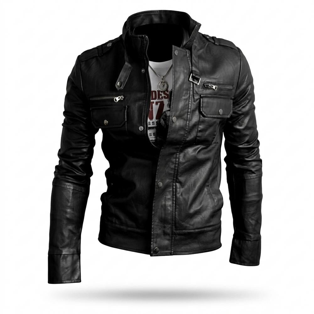 Gentleman Code - Magar | Körperbetont Strukturiert Lederjacke Herren