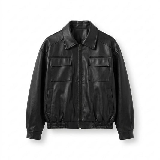 Gentleman Code - Cafuk | Gefütterte Locker Geschnittene Lederjacke Unisex