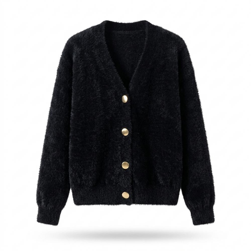 Nobleman Code - Cimok | Flauschige Langärmlige Strickjacke Damen