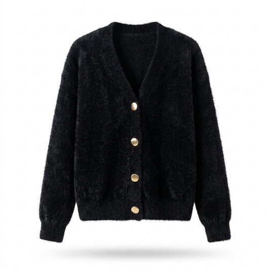 Gentleman Code - Cimok | Flauschige Langärmlige Strickjacke Damen