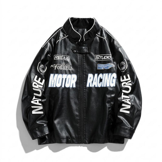 Nobleman Code - Mopun | Bedruckt Paspeliert Lederjacke Unisex