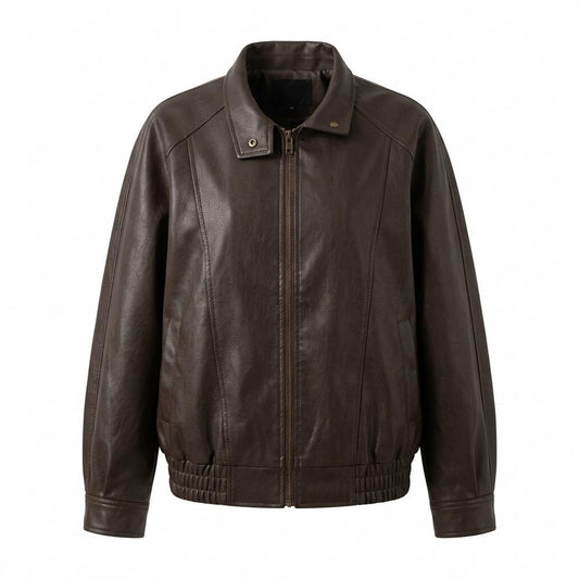 Gentleman Code - Eefiv | Oversized Reißverschluss Lederjacke Damen