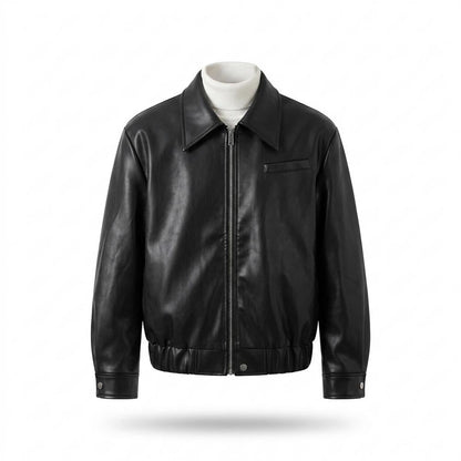 Gentleman Code - Nonal | Gefütterte Glatte Lederjacke Herren