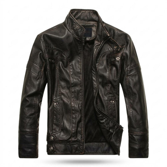 Nobleman Code - Vasin | Figurbetont Gewaschen Lederjacke Herren