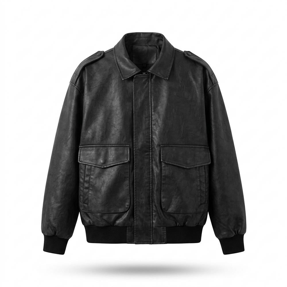 Gentleman Code - Vevan | Gefütterte Gerippte Lederjacke Herren