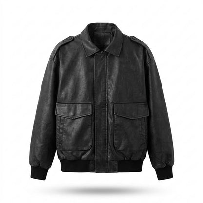 Gentleman Code - Vevan | Gefütterte Gerippte Lederjacke Herren