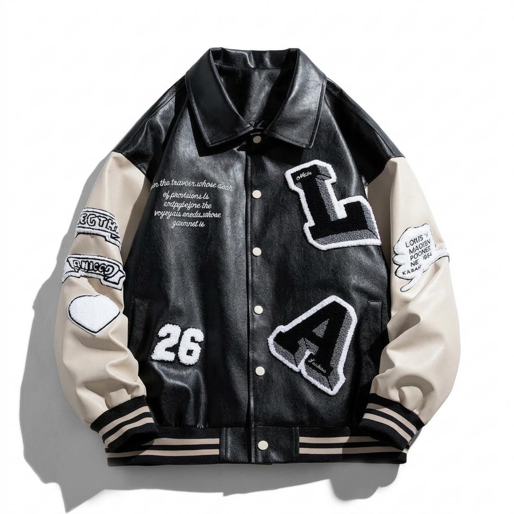 Gentleman Code - Lemev | Applizierte Bestickte Lederjacke Unisex