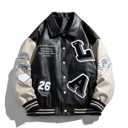 Gentleman Code - Lemev | Applizierte Bestickte Lederjacke Unisex